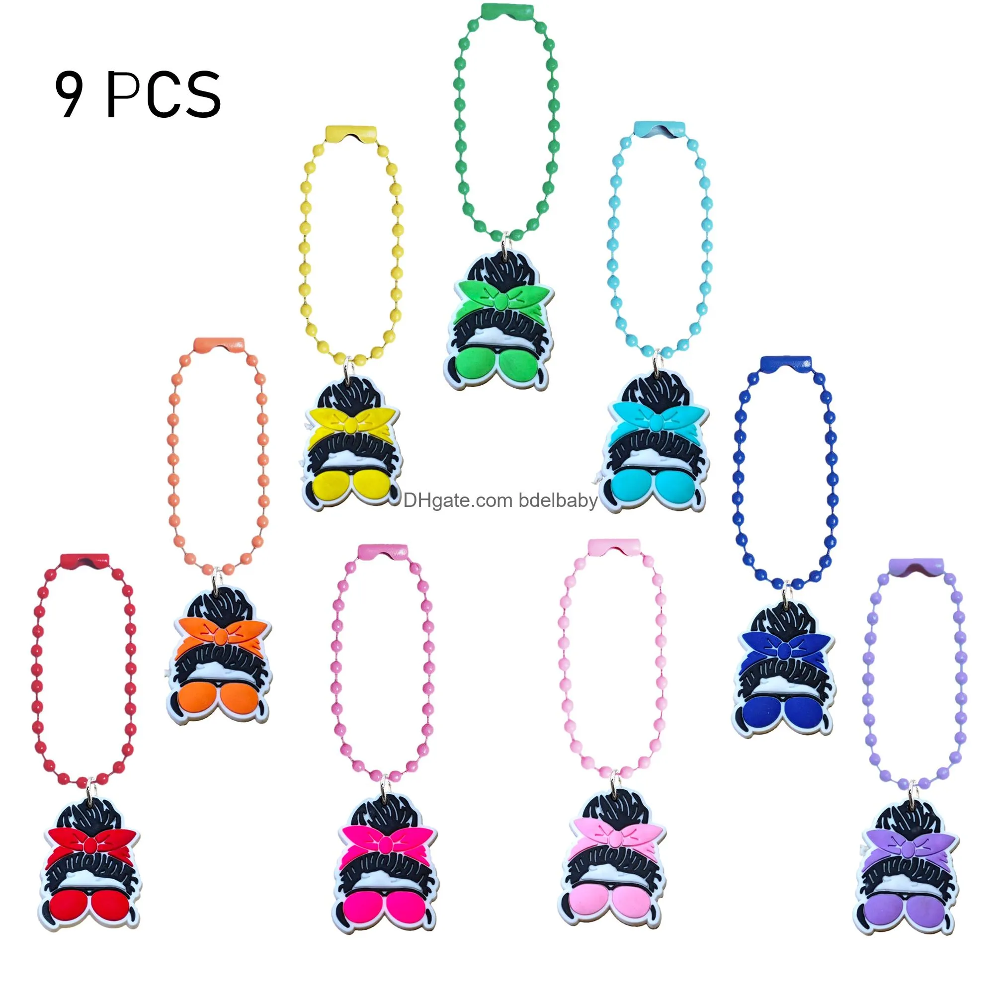 cartoon series keychain key ring ball bead keychains cartoon fashion keyrings charms car key ring for women girls bag