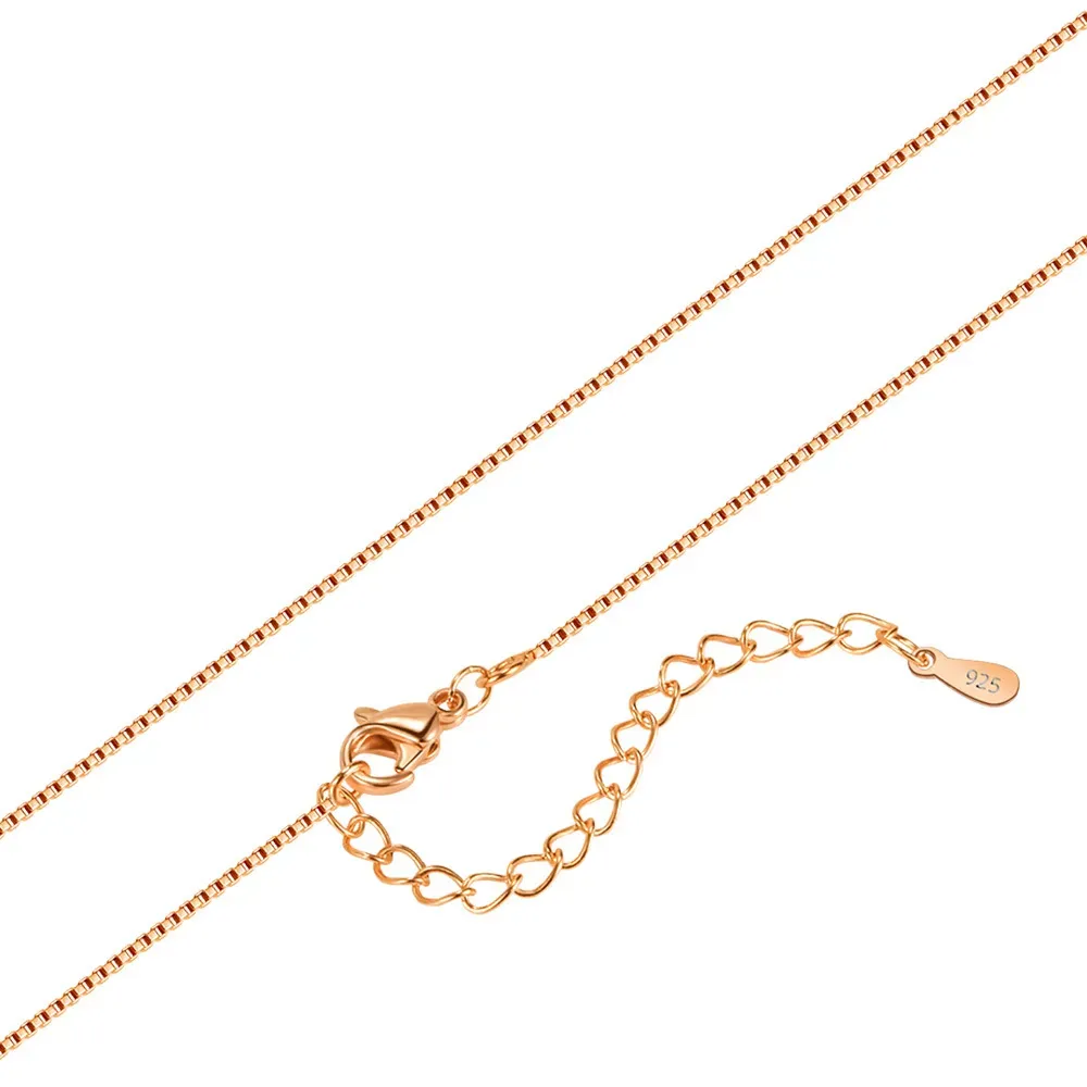 Genuine 925 Sterling Silver Jewelry Chains Necklace Rose Gold Link Chain Necklace Clasps Tag Snake Cross Box Beads Choker Chain 45cm