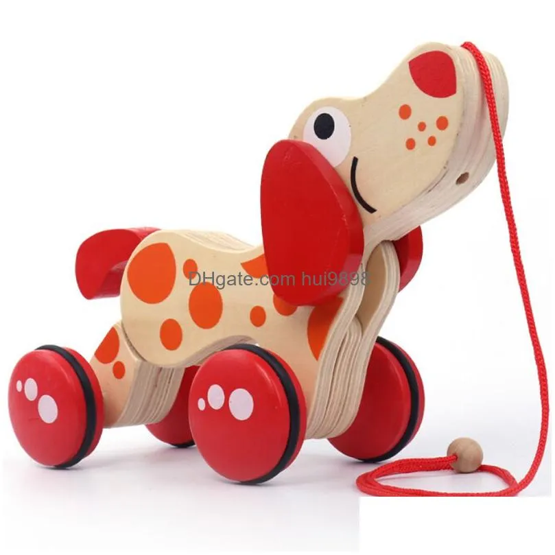 kids wooden clogodile dog drag twisting toys children cartoon animal twisting puzzles classic baby toy car educational toy