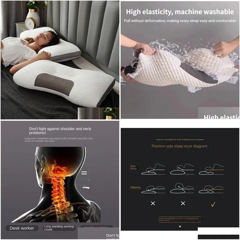 pillow 3d spa massage pillow partition sleep and protect neck pillow knitted cotton pillow bed 230704