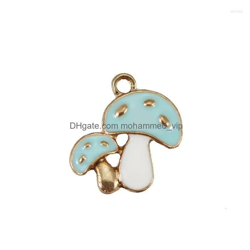 charms mrhuang 10pcs/lot cute mushroom enamel fashion jewelry accessories fit bracelet earring diy making gold color