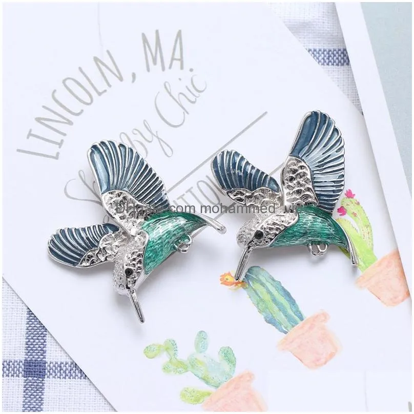 fashion flying bird brooch pins women animal hummingbird broche personalized accessories hip hop jewelry gift