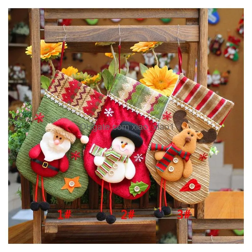 christmas stocking santa claus christmas sock xmas tree hanging gift bag candy bag christmas tree ornament home party decoration dbc
