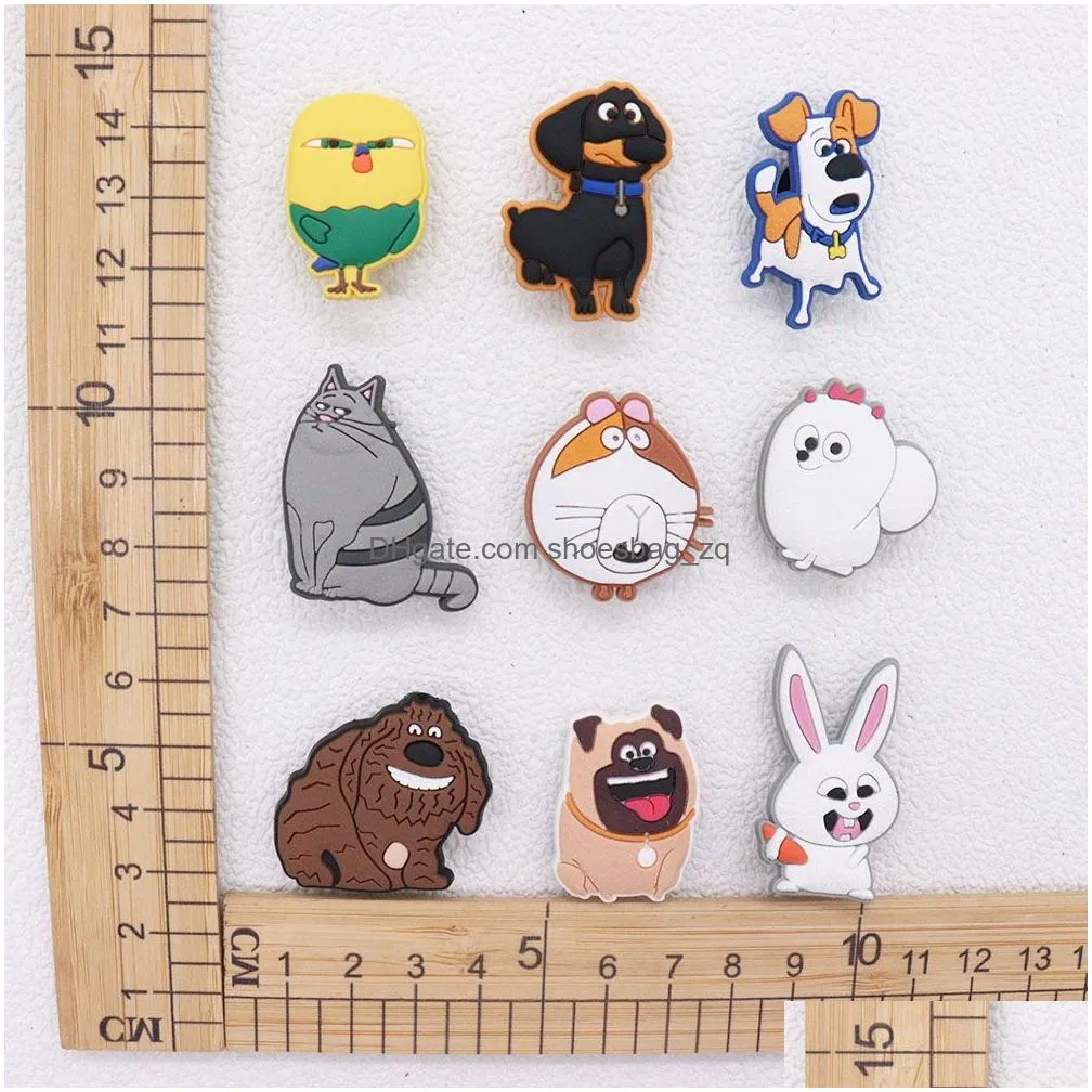 MOQ 20Pcs PVC Cartoon Dog Rabbit Chicken Cat Shoe Decoration Charm Buckle Accessories Clog Pins Buttons Decorations for Bands