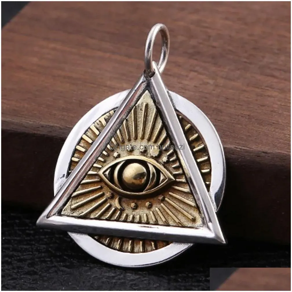 pendants bocai solid s925 silver jewelry money zodiac rat auspicious clouds pyramid eye of god round card 925 silver pendant for