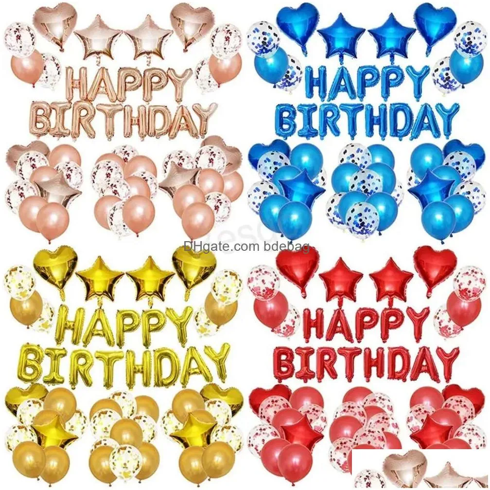 set party birthday decoration heart-shaped happy star shape birthdays letter latex balloon bedroom decor surprise th1386 s