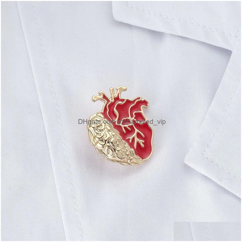 anatomical heart brooch metal pin lapel women badge anatomy jewellery whole biology medical student doctor gift