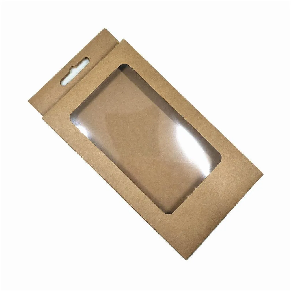 Packing Boxes Wholesale Colorf 10X17X1.5 Cm 20Pcs Lot Kraft Paper Poly Window Electronic Accessory Hang Hole Box Paperboard Handmade S Dhjfd