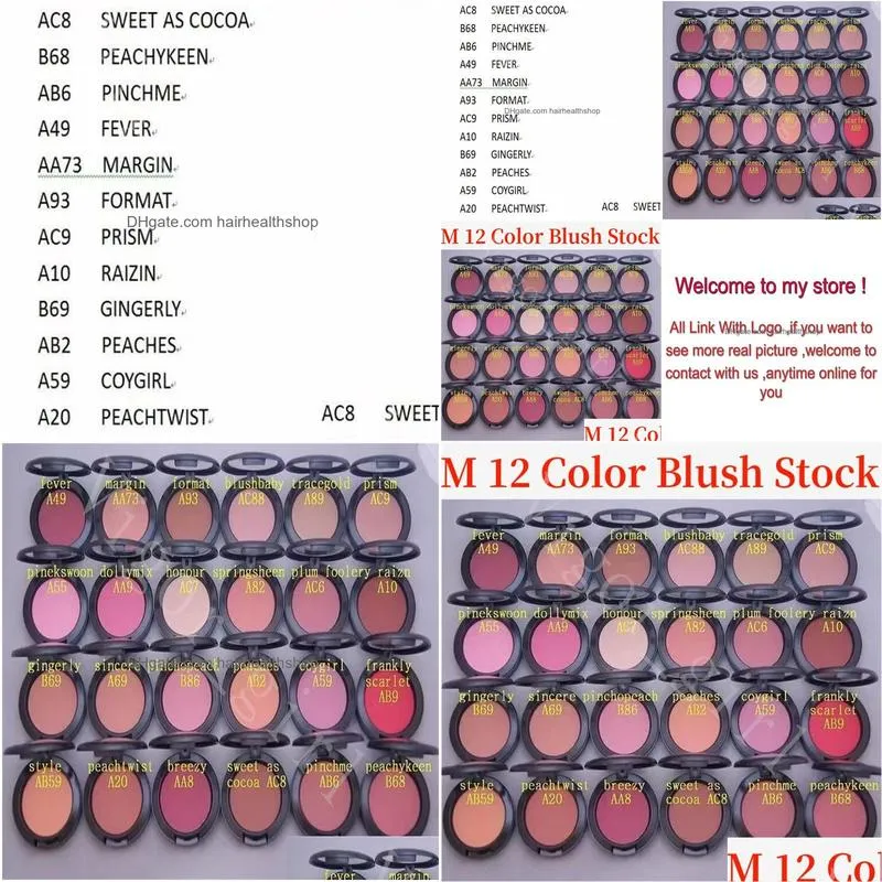 M Brand Blush 12 Color Girl Face Beauty Makeup Sheertone Blush Faed a Joues 6g Luxury Brand Women Cosmetics With Free Shipping