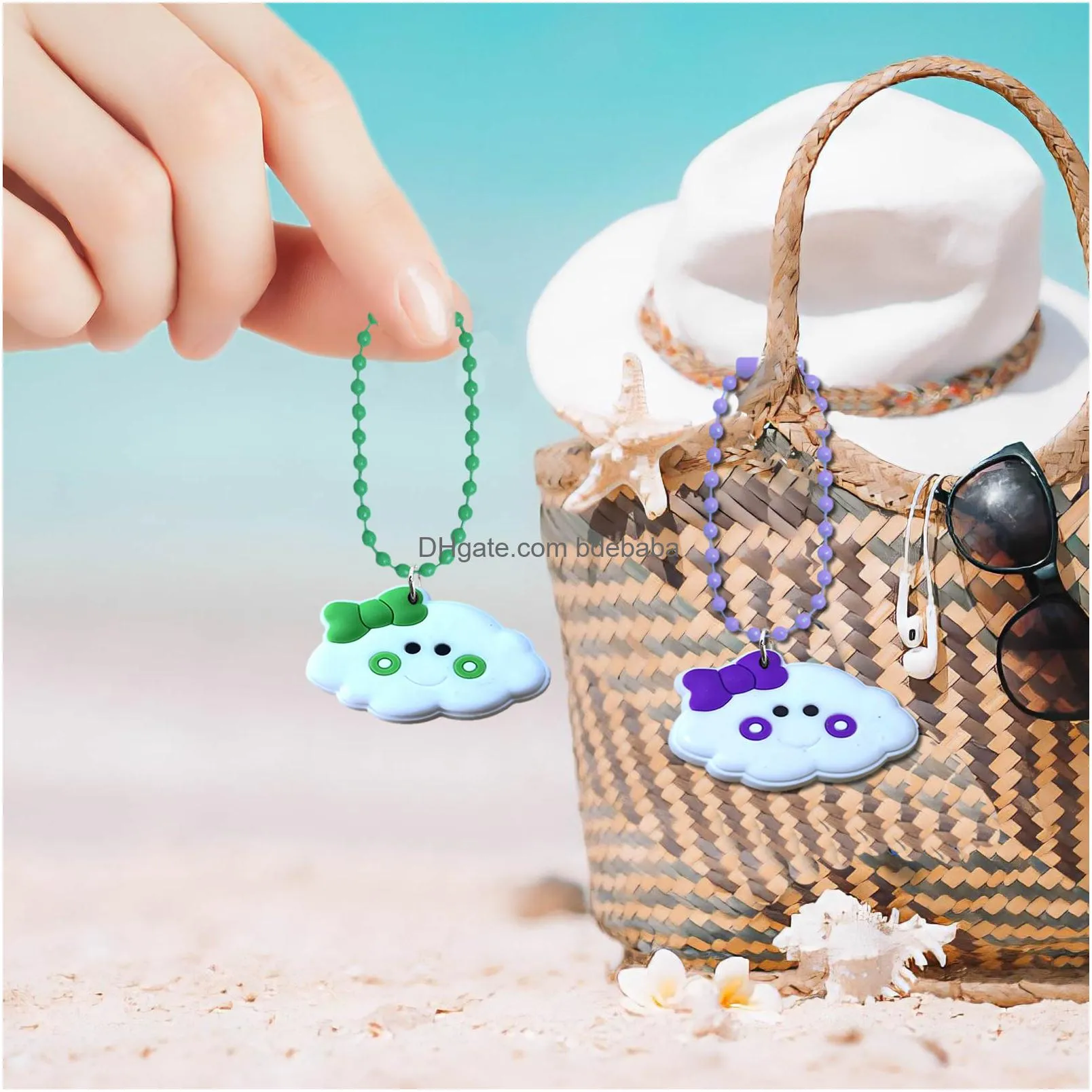 10pcs cartoon clouds keychain colorful ball bead keychains fits bag key dolls label hand tag for unisex