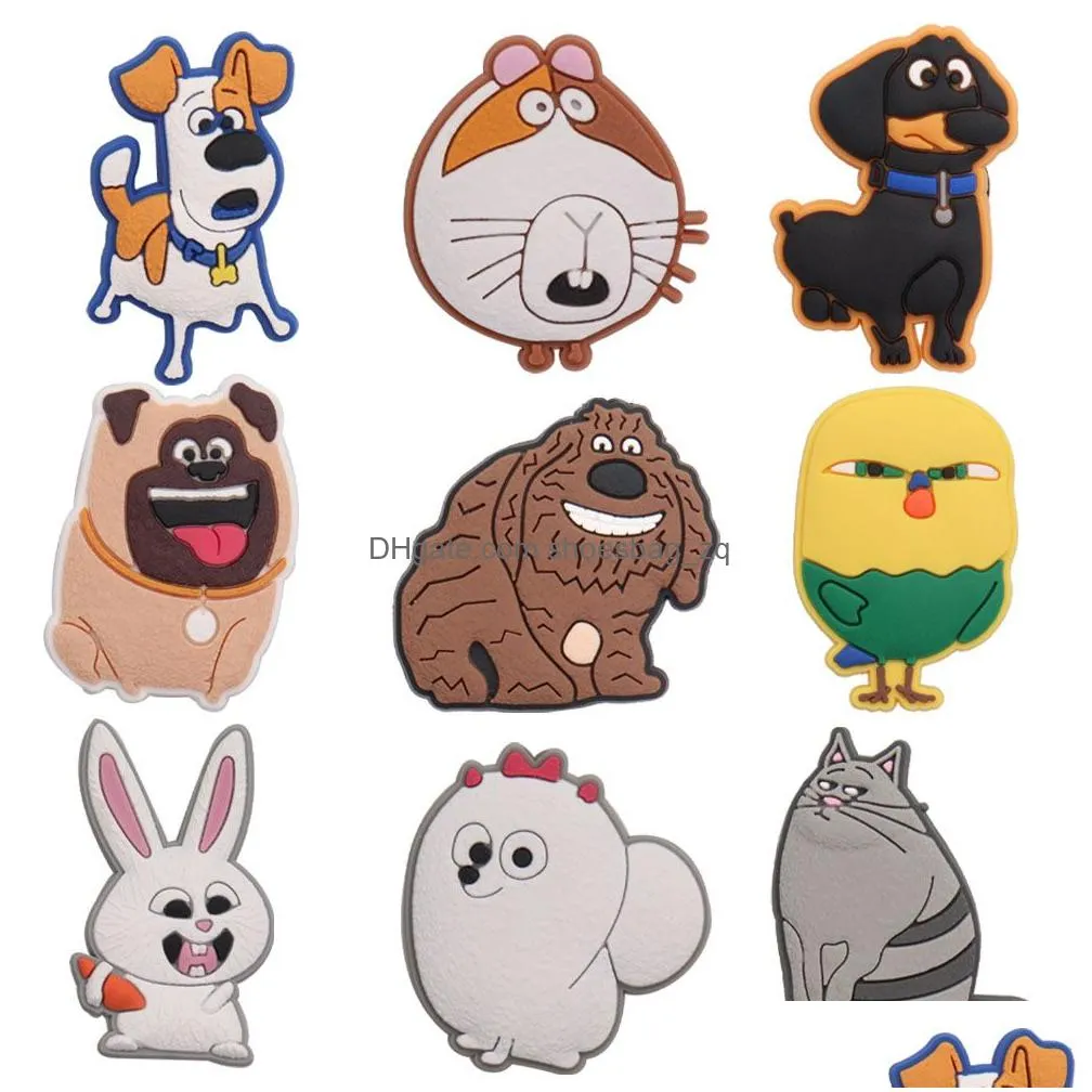 MOQ 20Pcs PVC Cartoon Dog Rabbit Chicken Cat Shoe Decoration Charm Buckle Accessories Clog Pins Buttons Decorations for Bands