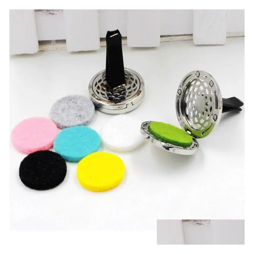 Essential Oils Diffusers New Design Car Air Freshener Aromatherapy Oil Diffuser Locket With Vent Clip 5 Felt Pads Drop Delivery Home G Dhrtx