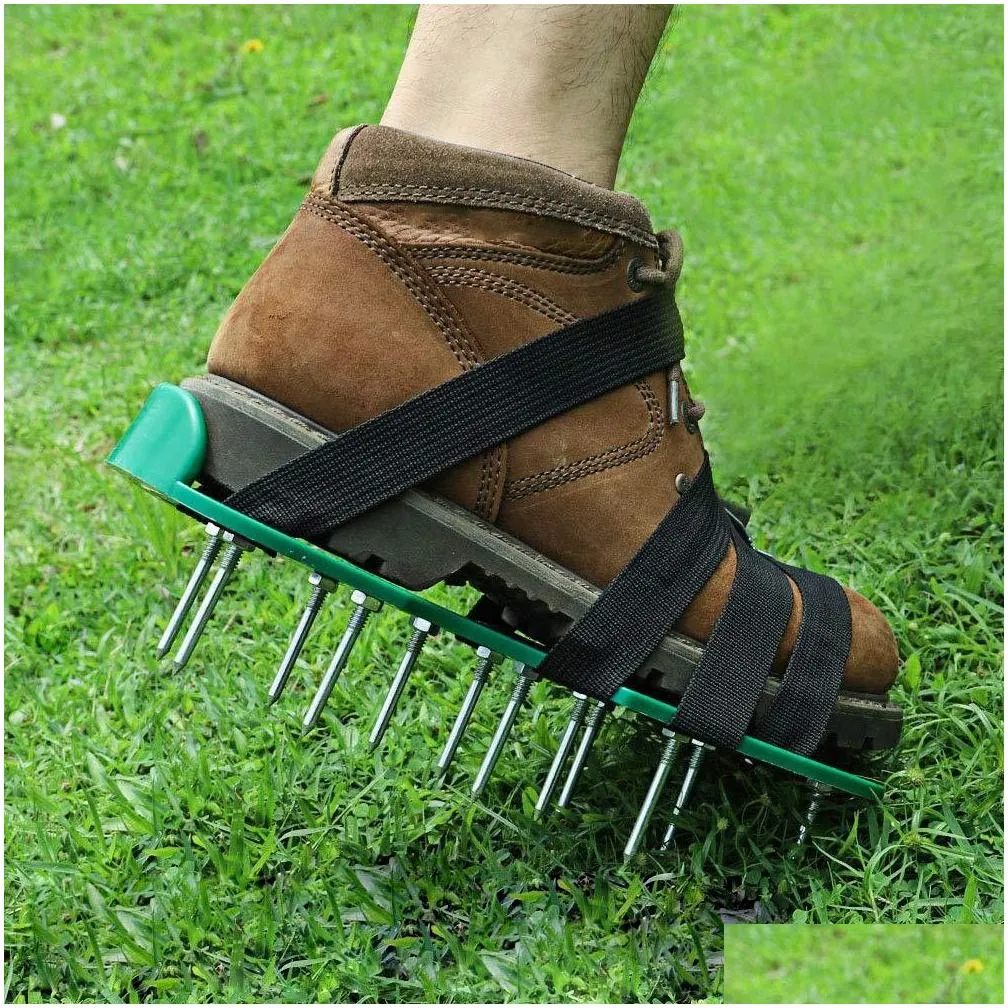 manual juicers 1 pair lawn aerator shoes non slip sole gardening tool loosen soil promote heavy root growth care nail strap garden