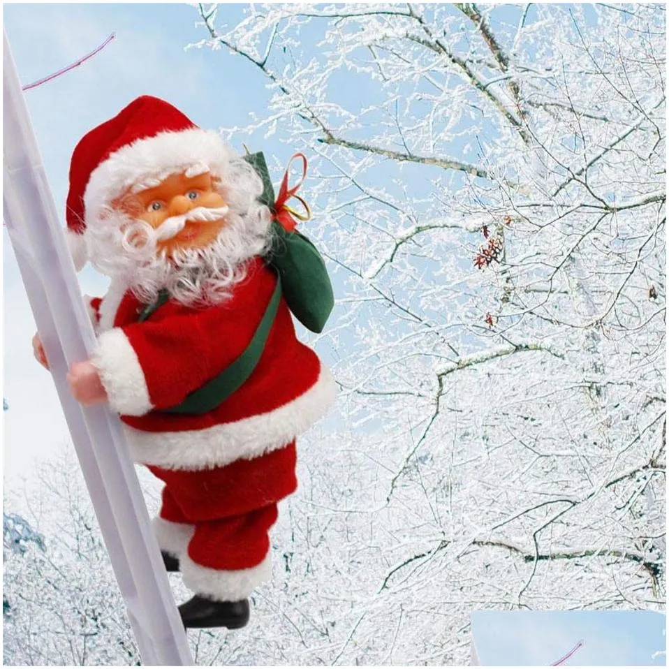 claus electric climbing santa ladder doll decoration plush doll toy for xmas party home door wall decoration