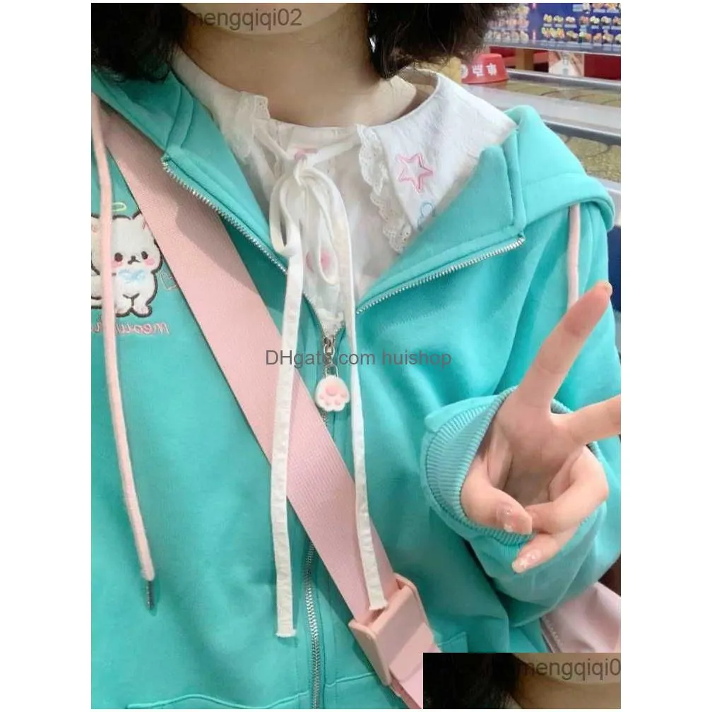 Mens Hoodies Sweatshirts Harajuku Kaii Y2K Style Hoodie Womens 2023 Japanese Sweet Cats Ears Steamed Cat-Ear Shaped Drop Delivery A Dhfuo