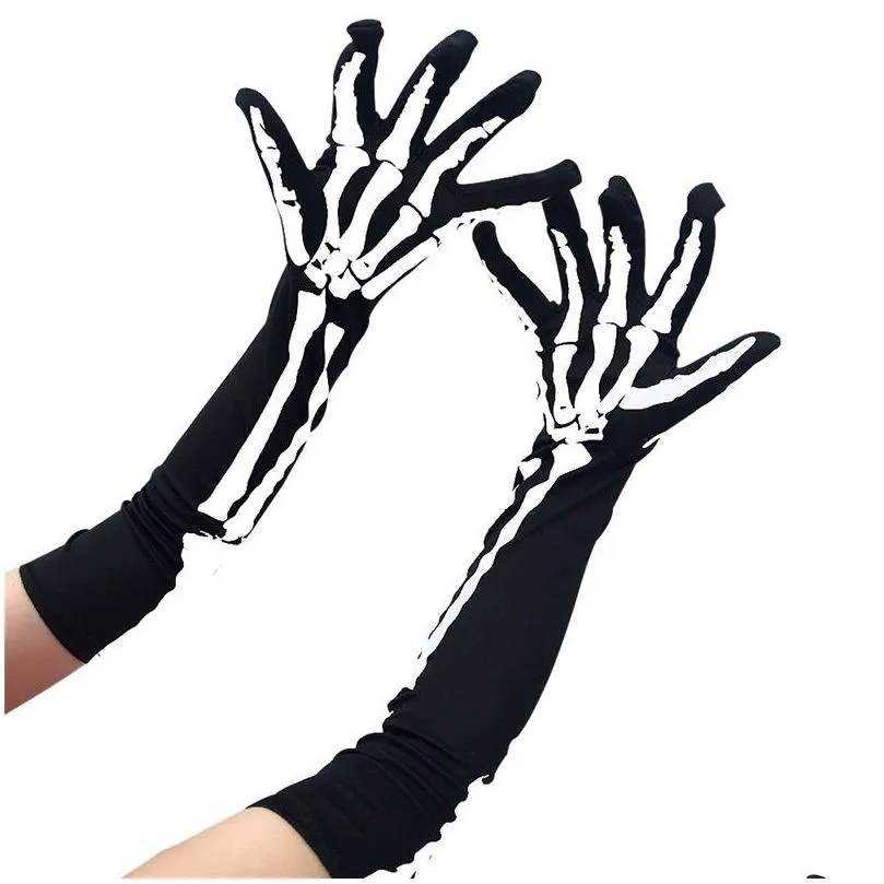 Other Festive & Party Supplies 8 Styles Halloween Gloves Creative Winter Warm Punk Gothic Skeleton Long Short Horror Skl Claw Bone For Dhosv