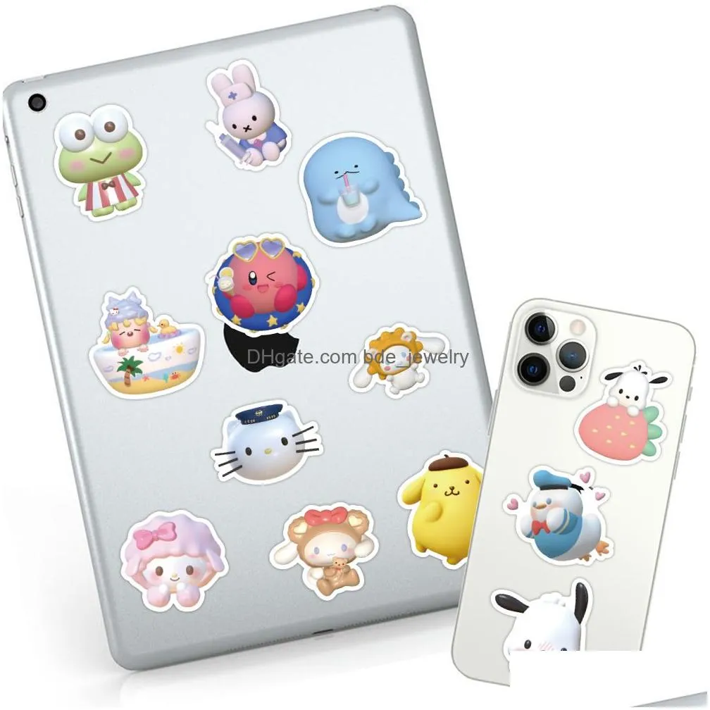60pcs pack japanese comic animation stickers cartoon 3d kulomi kirby sticker waterproof anime graffiti luggage cases notebook ipad decals diy paster decal 2