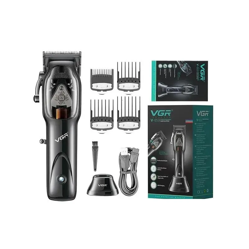 VGR Hair Clipper Professional Hair Cutting Machine Cordless Hair Trimmer Electric Barber Haircut Trimmer for Men V 653 240219
