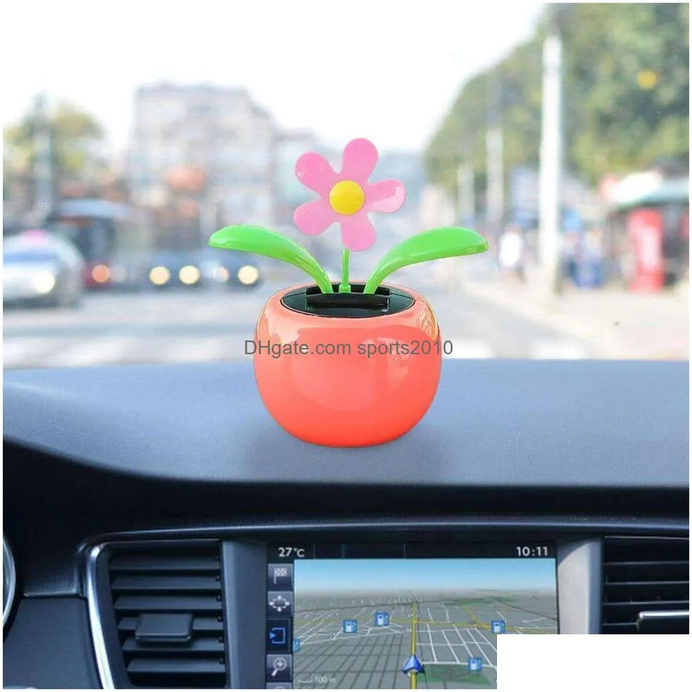 Car Tissue Box New Dashboard Flower Suower Solar Dancing Decoration Ornaments For Windowsill Office Home Drop Delivery Automobiles Mot Dhpm4