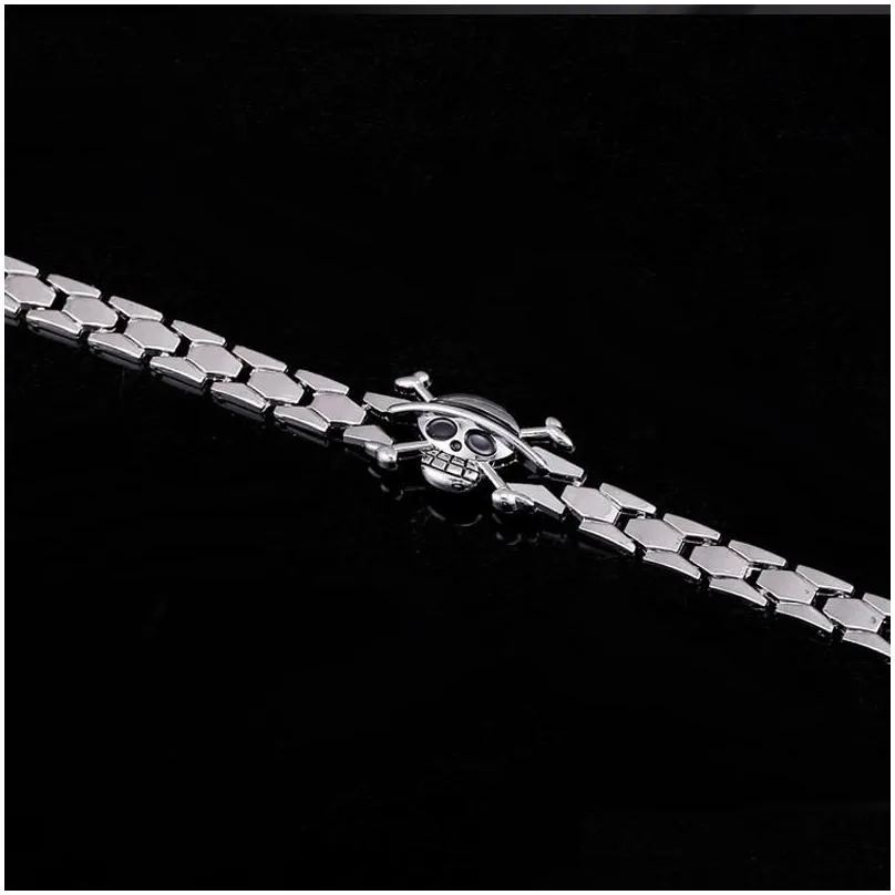 charm bracelets h f high quality anime one piece plating alloy bracelet skull cosplay accessories