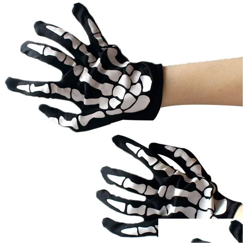 Other Festive & Party Supplies 8 Styles Halloween Gloves Creative Winter Warm Punk Gothic Skeleton Long Short Horror Skl Claw Bone For Dhosv