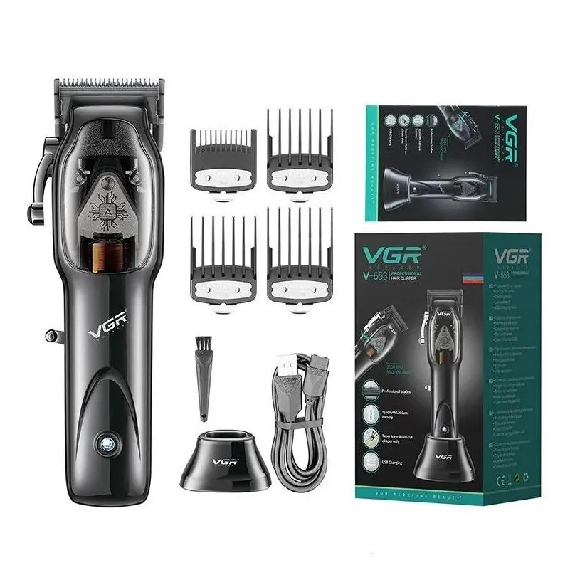 VGR Hair Clipper Professional Hair Cutting Machine Cordless Hair Trimmer Electric Barber Haircut Trimmer for Men V 653 240219