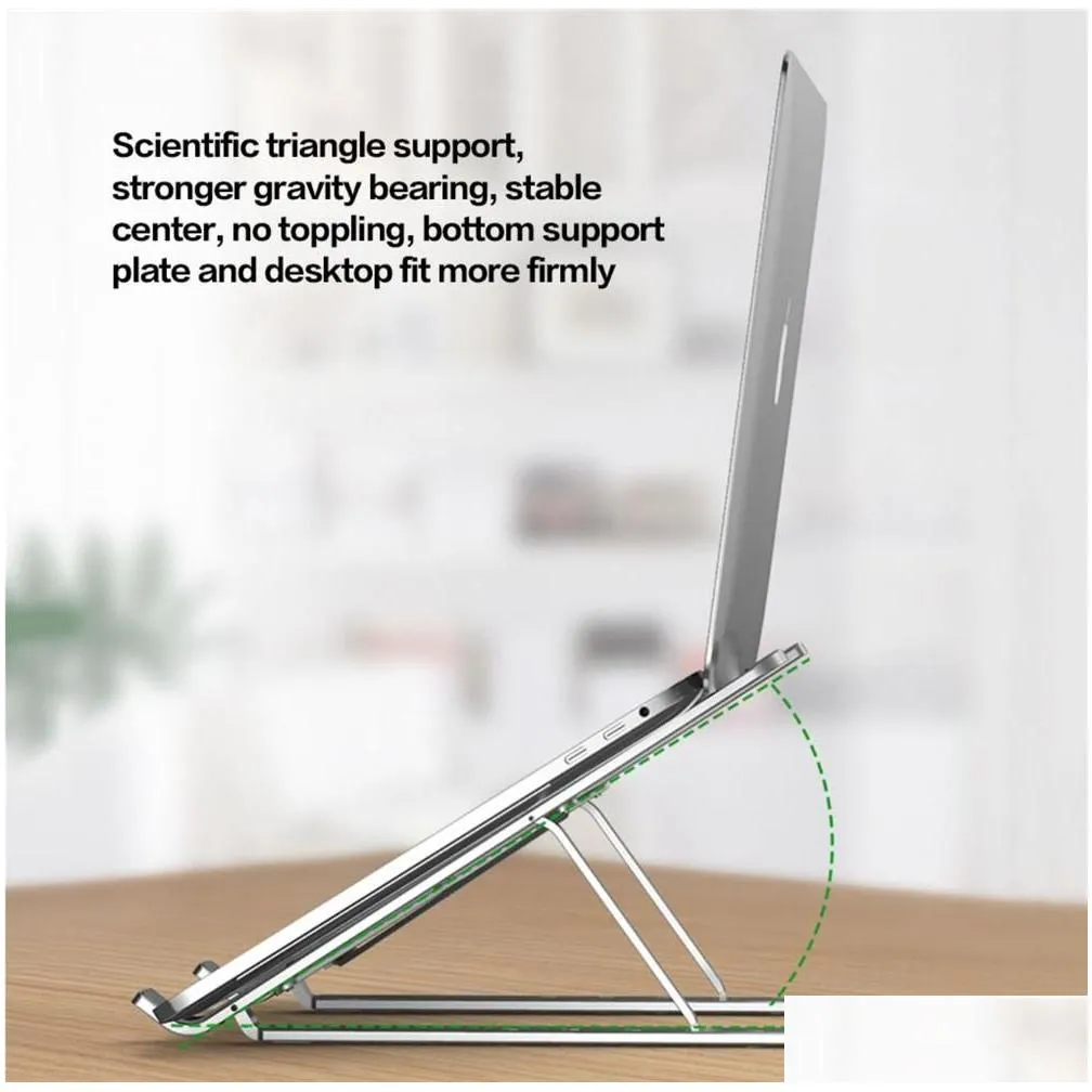 Creative Folding Bracket Aluminum alloy Stand 10-15.6 inches Laptop Mounts 6-position adjustable height Portable Holder for Desk laptops