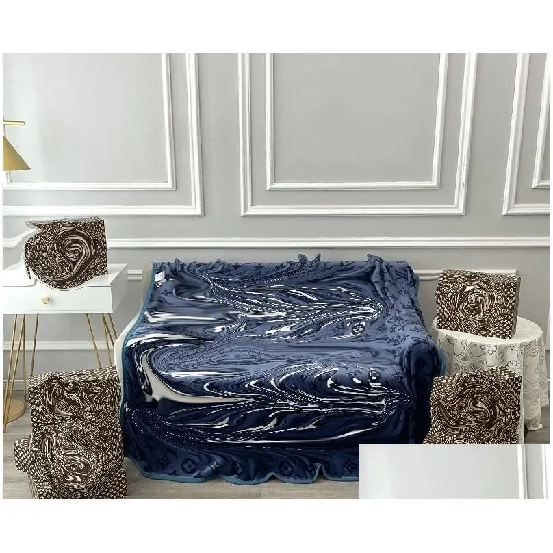 Blanket 14 Designs Designer Classic Design Air Delicate Conditioning Car Travel Bath Towel Soft Winter Fleece Shawl Throw Drop Deliver Dhklg