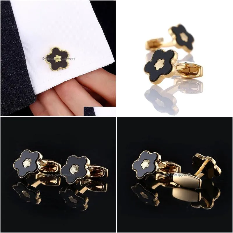 Cuff Links Gold Flower French Cufflinks Jewelry Shirt Cufflink For Mens Brand Fashion Link Wedding Groom Button Ae587392456197 Drop De Dhqnu