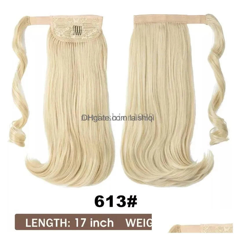 wavy 17inch ponytial extension synthetic hairpiece with wrap around clip for women add volume and style to your hair hair accessories