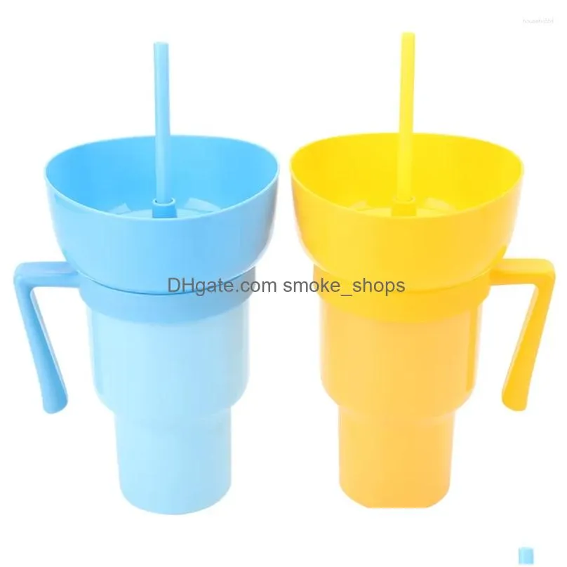 cups saucers 1000ml portable snack container leak-proof and drink cup popcorn beverage 2 in 1 color changing for cinema home travel