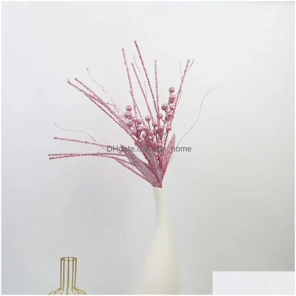 branch pink berry simulated sticky flower christmas party decoration stage activity arrangement wedding p ography plant accessories