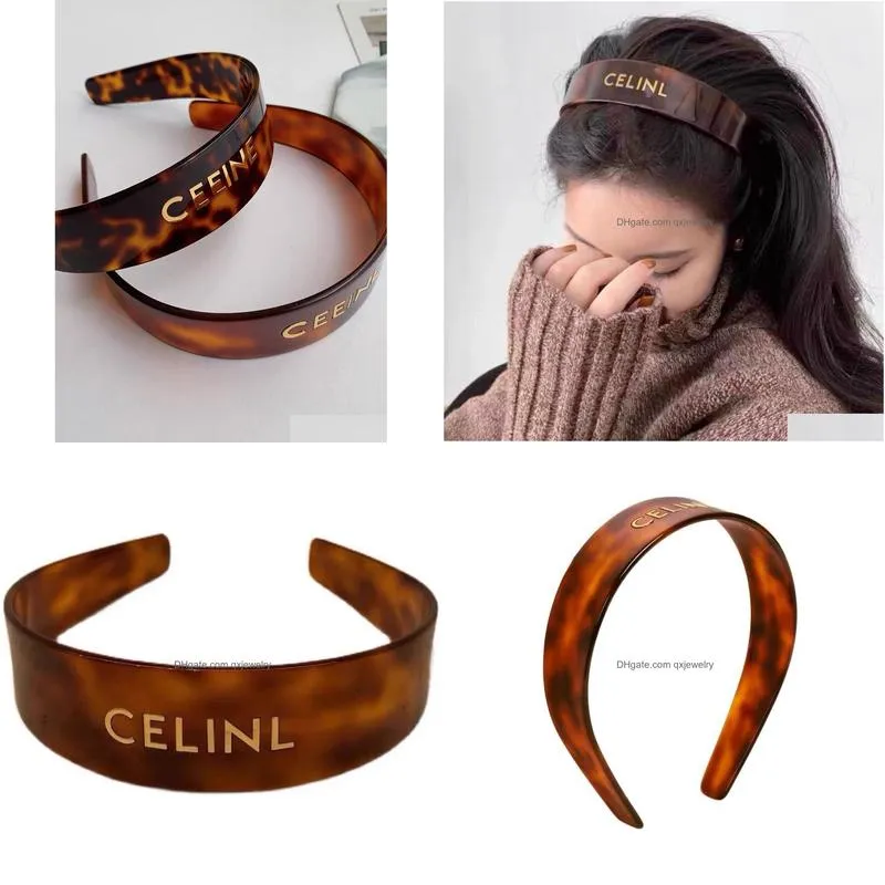 Headbands Ce Luxury Brand Resin Acrylic Vintage Fashion Japen Style Letters Brown Designer Headband Accessories Drop Delivery Jewelry Dhgum