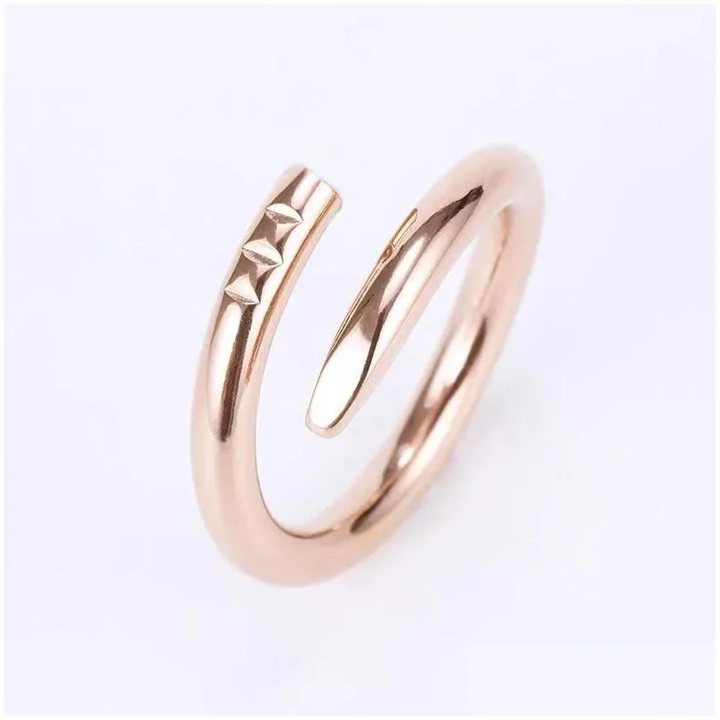 Luxury Classic Nail Ring Designer Ring Fashion Unisex Cuff Ring Couple Bangle Gold Ring Jewelry Valentine`s Day Gift
