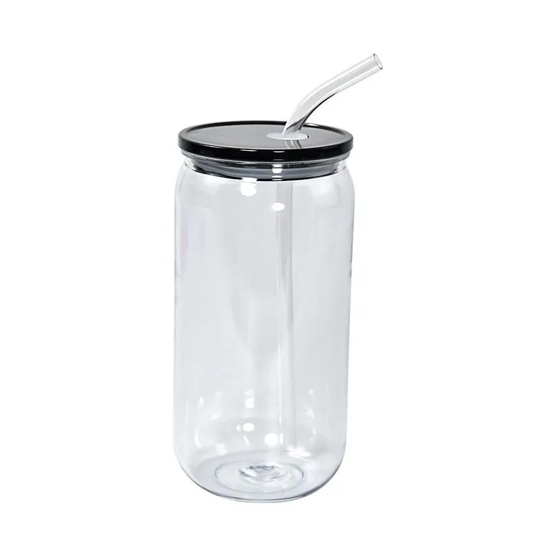 16oz Plastic Mason Jar PP acrylic single-layer cup with Straw 500ml Clear Mason Can PP Drinking Cup