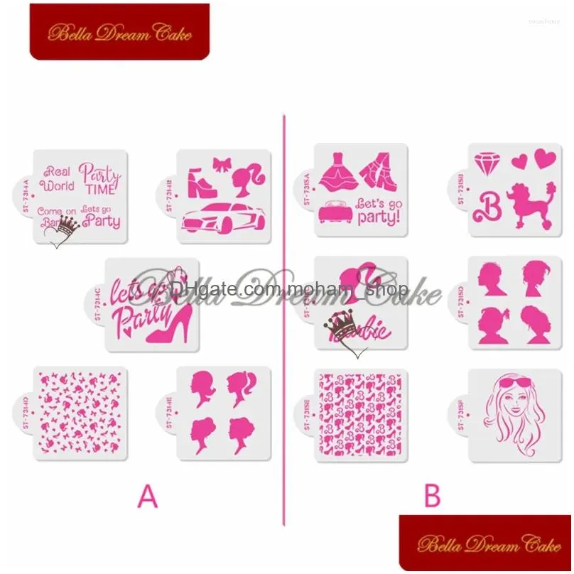 baking moulds cartoon girl/car/dog/go party design  stencil plastic fondant biscuit mold diy coffee template decorating tools