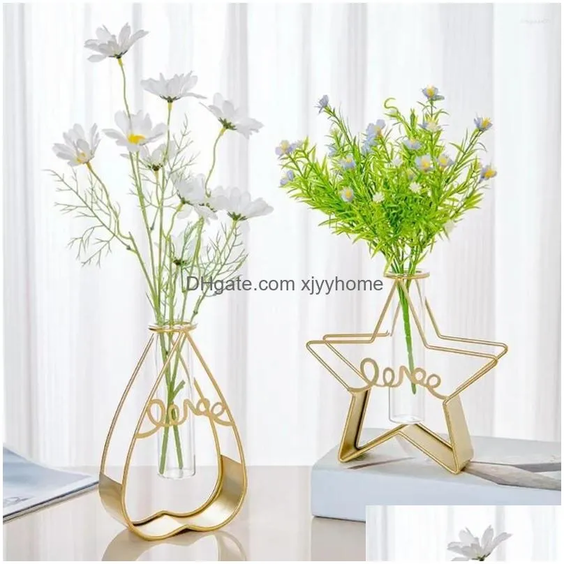 Vases 2Pcs/Set Flower Pot Corrosion-Resistant Gift Modern Metal Bracket Ornament Plant Holder Household Accessories Drop Delivery Dhrsv