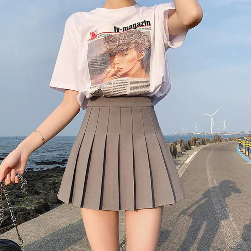 Black Mini Skirt Women Tennis Skirt High-waisted Pleated Skirt Kawaii White Skirt Tennis Shorts Skirts Solid School Girl Uniform