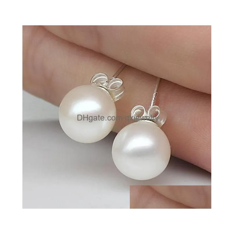 Stud 925 Sterling Sier Pearl Earrings For Women Jewelry Aretes Brincos Romantic Charm 6/8/10/12 Mm Ball Luxury Designer Love Ear Ring Dh3Xk