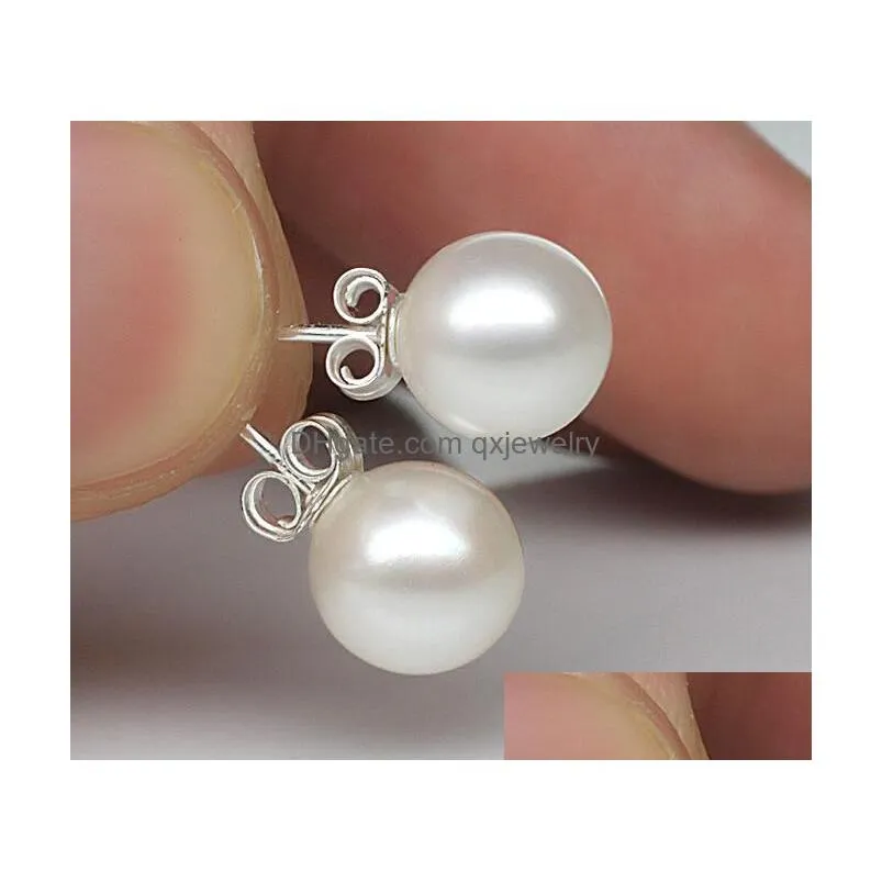 Stud 925 Sterling Sier Pearl Earrings For Women Jewelry Aretes Brincos Romantic Charm 6/8/10/12 Mm Ball Luxury Designer Love Ear Ring Dh3Xk