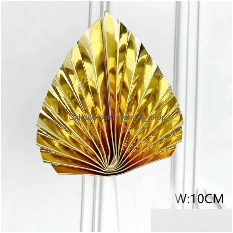 cake tools 1pcs paper fan topper gold palm leaf birthday for wedding cupcake toppe kid party decorations