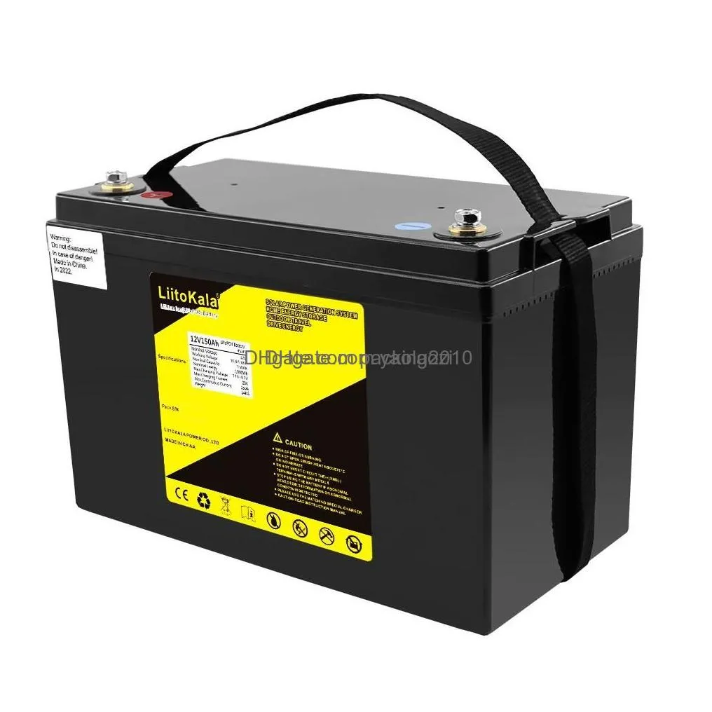 batteries liitokala lifepo4 12.8v 12v 150ah lithium battery pack 100a bms for 1200w boats solar energy storage golf carts rv inverter