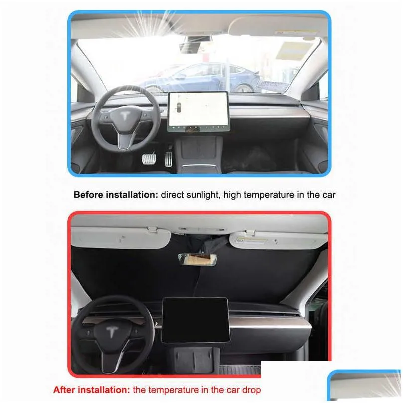 Sunshade Side Window Privacy Trim Sunshade For Tesla Model 3 S X Y 2022 2021 Car Front Rear Windshield Sun Shade Decorative