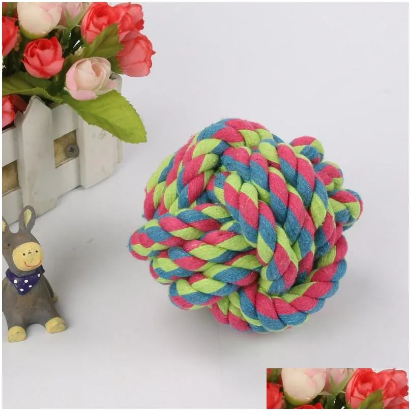 Dog Toys & Chews Colorf Pet Cotton Chew Knot Rope Ball 5Cm 7Cm 8Cm Interactive Durable Shaped Braided Toy Drop Delivery Home Garden Su Dhgm9