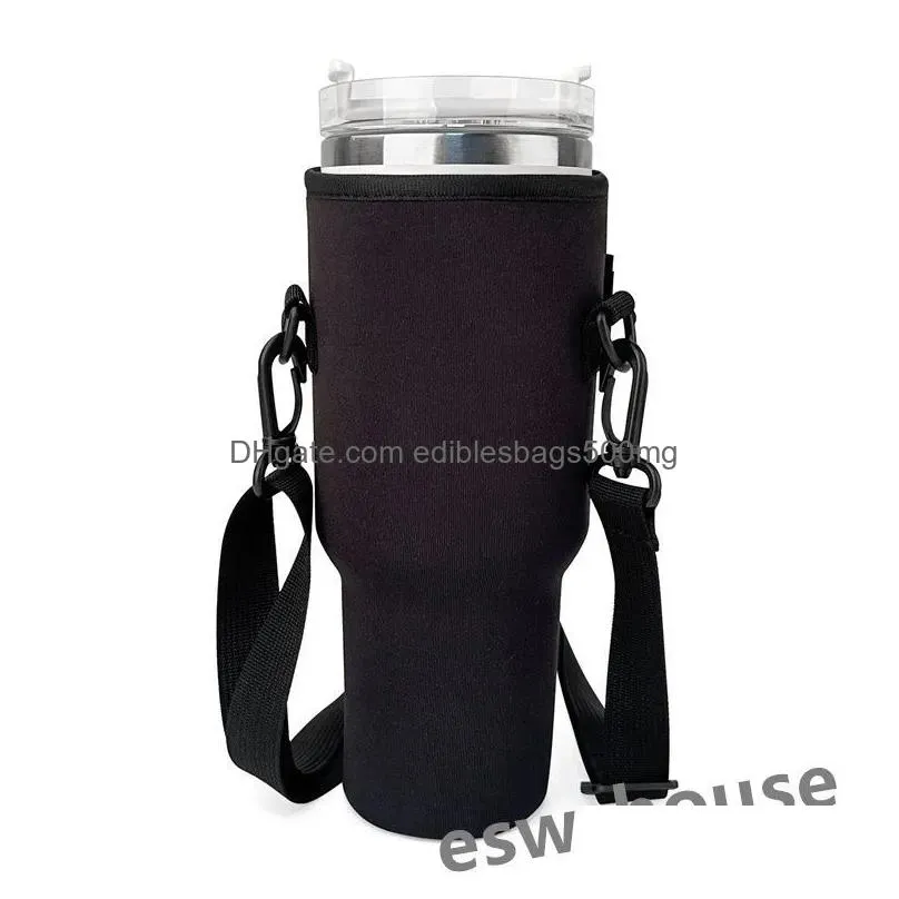 40oz cup neoprene sleeve cover 40oz vacuum water bottle holder with adjustable shoulder strap