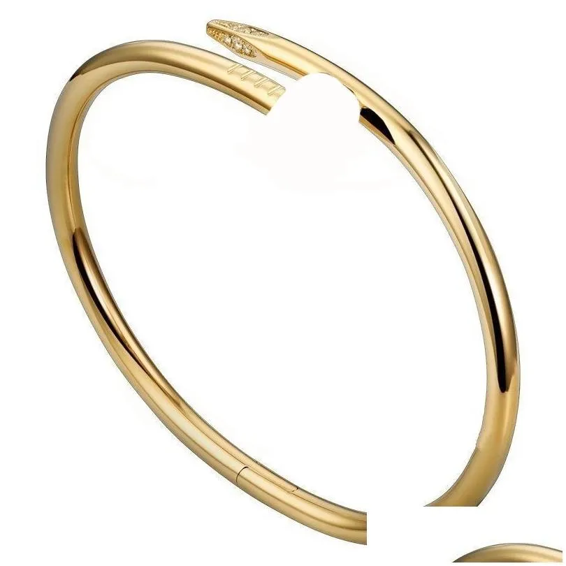 Love Gold Bracelet nail bracelet Designer Bangles for Women Mens Stainless Steel Alloy Armband18K Plated Gold Silver Rose Jewelry Diamond