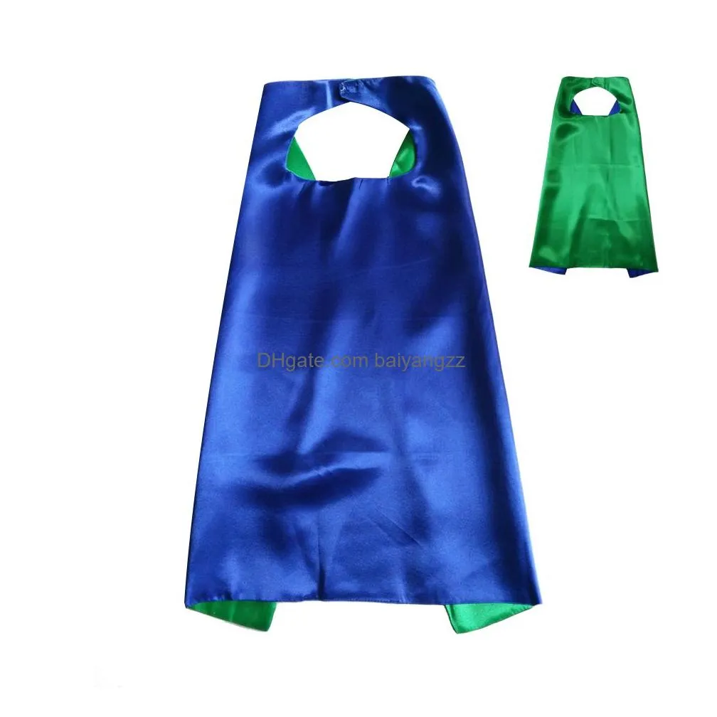 plain color 70x70cm 2layer kids superhero cosplay costume satin cape halloween cosplay superhero capes for kids