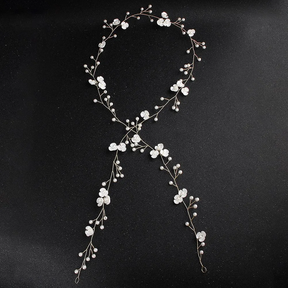 Newest Small White Flower Handmade Headbands Fashion Acrylic Crystal Wedding Hair Accessories Flexible Jewelry for Women JCG1216664805