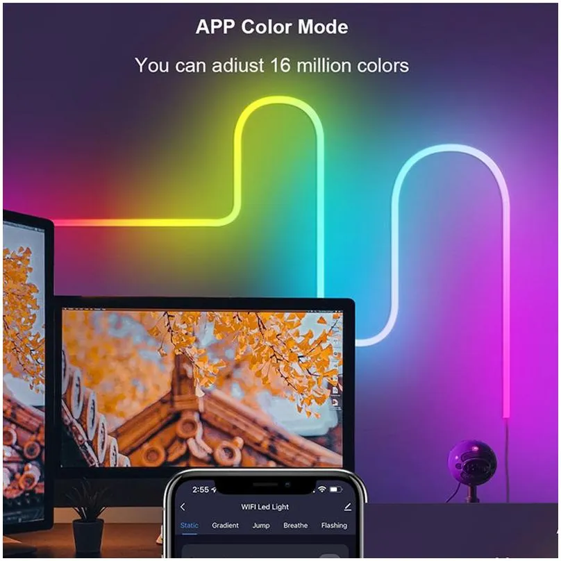 Led Strips Neon Strip Light With Music Sync Dream Color Smart App 16 Million Diy Colors Wifi Bluetooth Rope Drop Delivery Lights Light Dhvnu