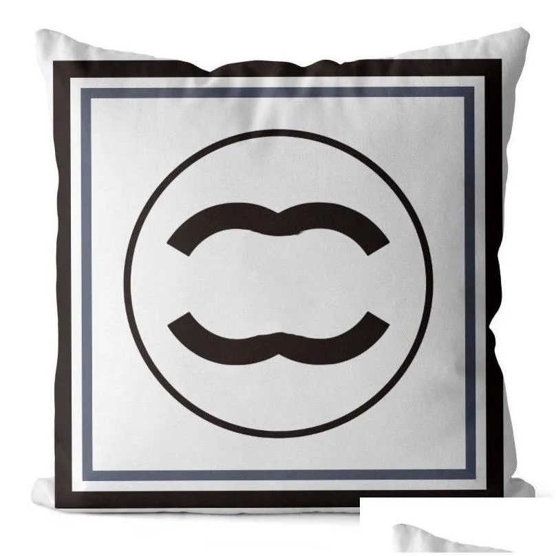 designer throw pillow black and white pillow letter logo home pillow cover sofa decoration cushion pure cotton comfortable cushion 45 x 45cm pillow core